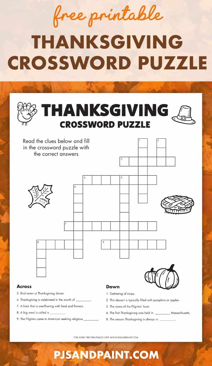 Free Printable Thanksgiving Crossword Puzzle within Thanksgiving Crossword Printable
