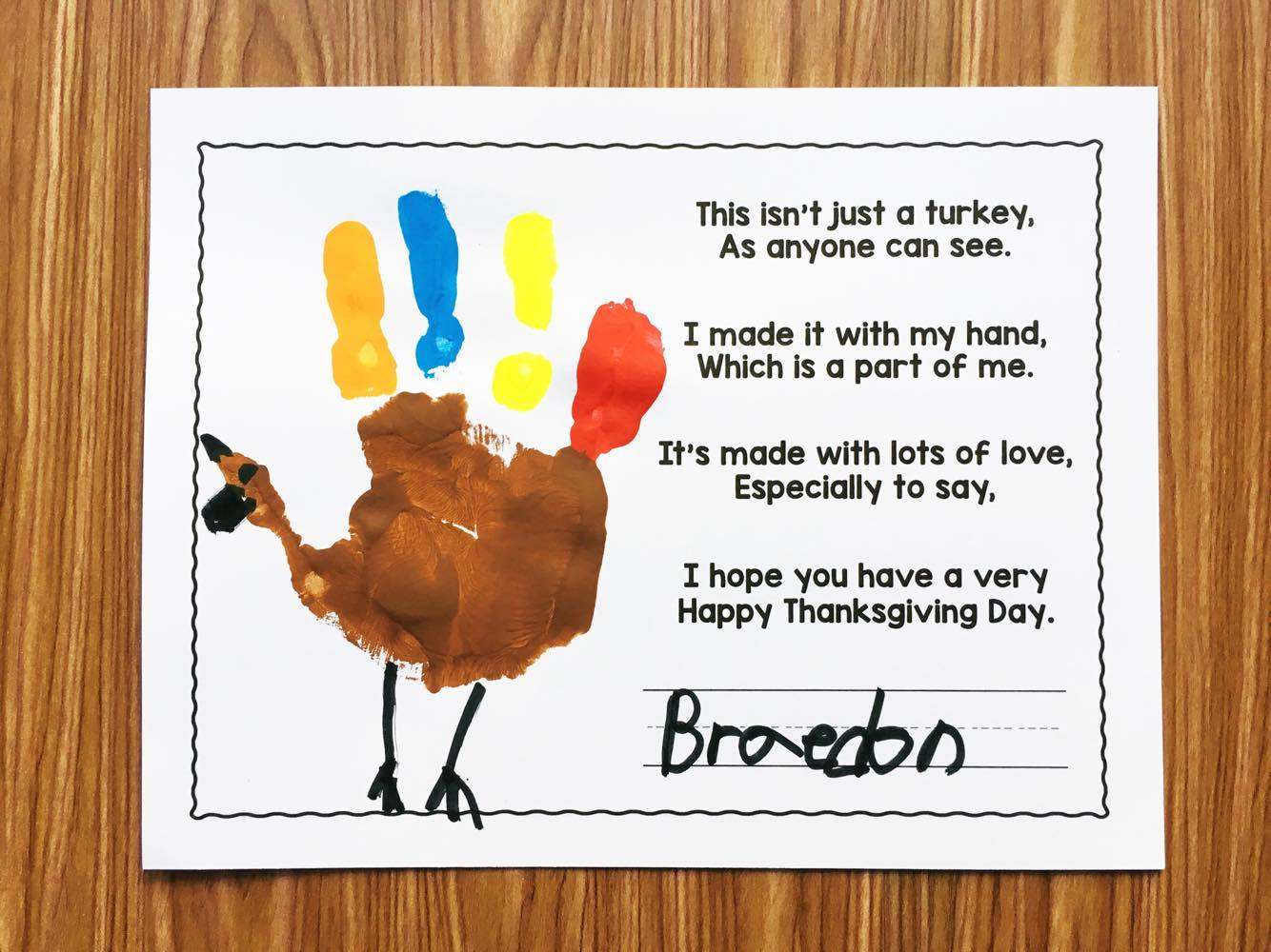 Free Turkey Handprint Poem - Simply Kinder in Free Printable Turkey Handprint Poem Printable