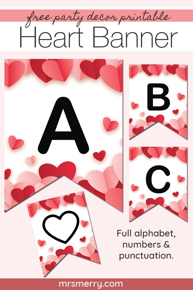 Free Valentines Day Printable - Hearts Letters Banner - Mrs. Merry intended for Free Printable Valentines Day Banner Printable