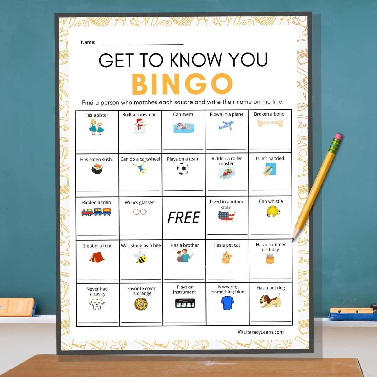 Get To Know You Bingo For Kids - Free Printable - Literacy Learn with Get To Know You Bingo Card