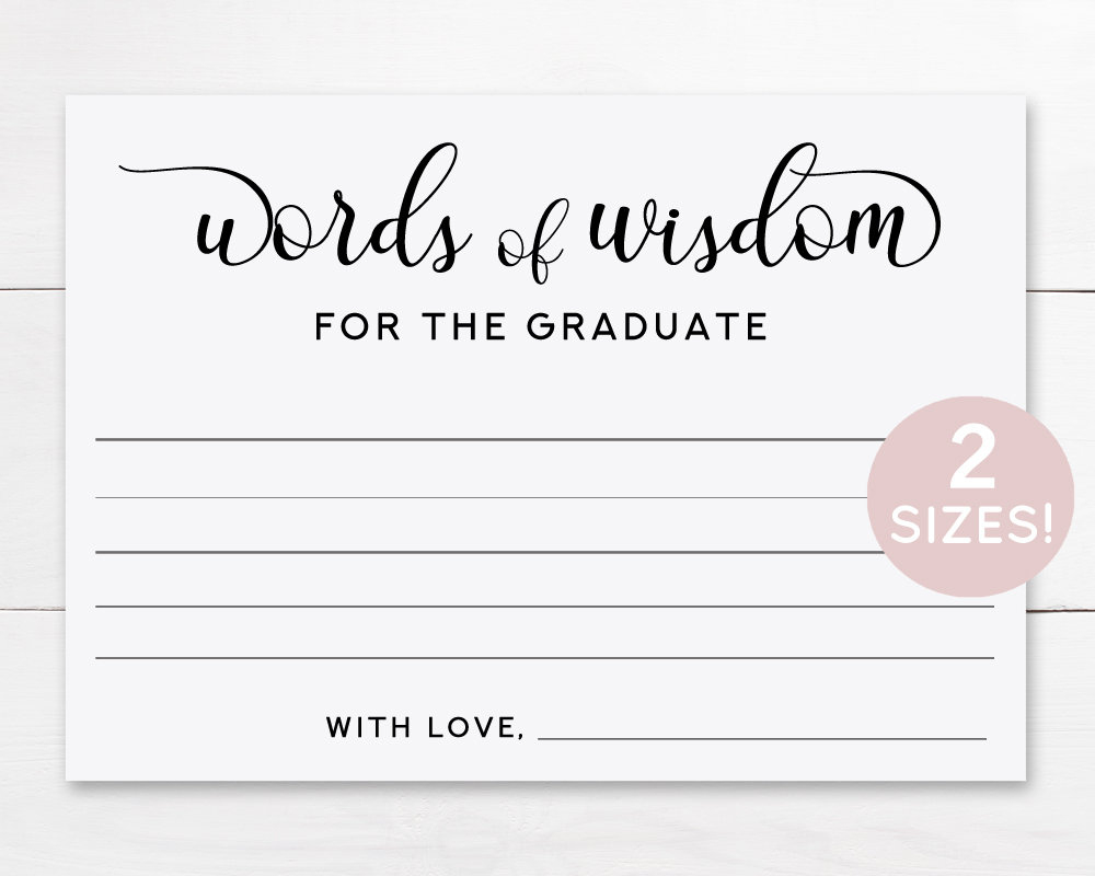 Graduate Words Of Wisdom Cards Printable, Graduate Advice Card intended for Free Printable Words of Wisdom Cards Graduation