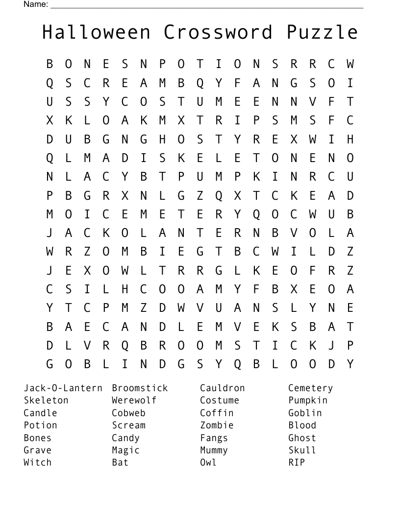 Halloween Crossword Puzzle Word Search - Wordmint inside Crossword Puzzles For Halloween Printable