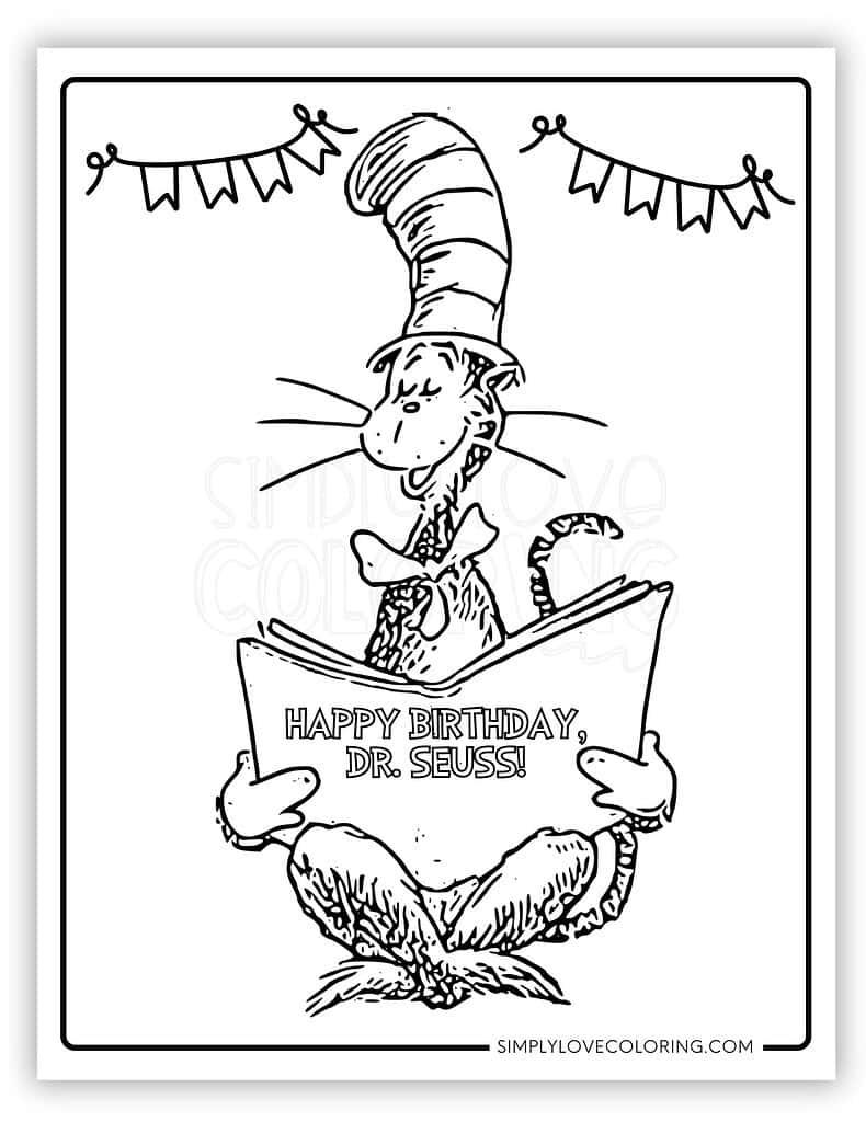 Happy Birthday Dr. Seuss Coloring Pages (Free Pdf Printables pertaining to Dr Seuss Happy Birthday to You Printable