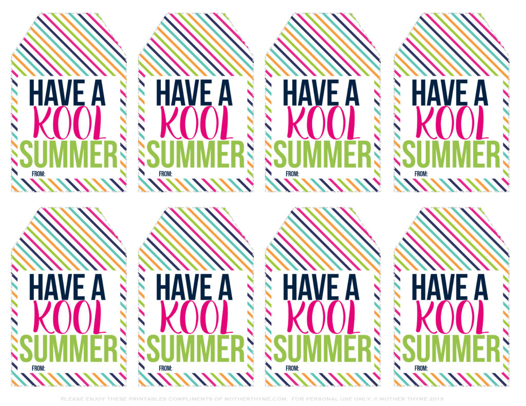 Have A Kool Summer – Free Printable Tags - Mother Thyme within Free Printable Summer Tags