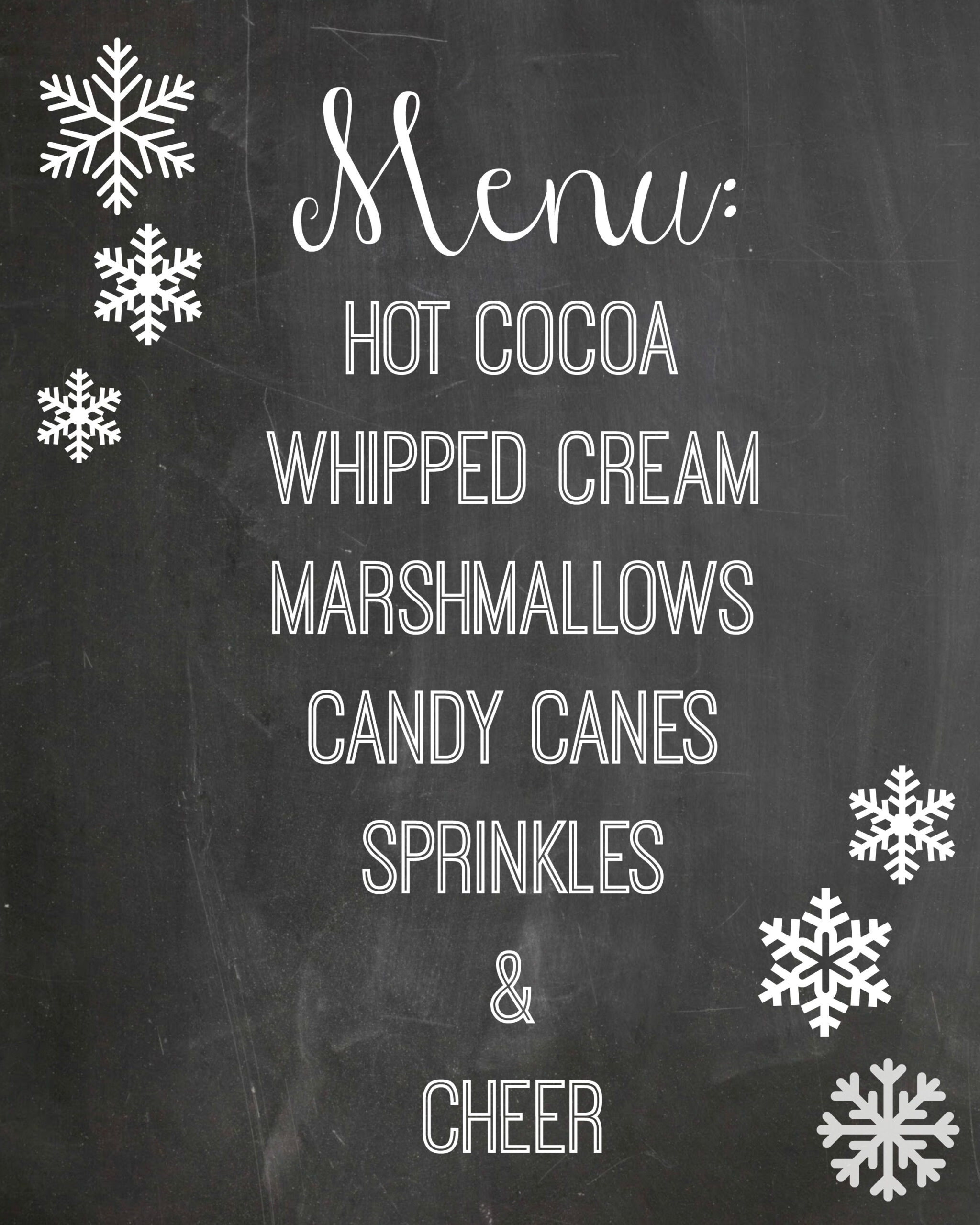 Hot Cocoa Station Free Chalkboard Printable – Twelveoeight with Hot Cocoa Bar Free Printables