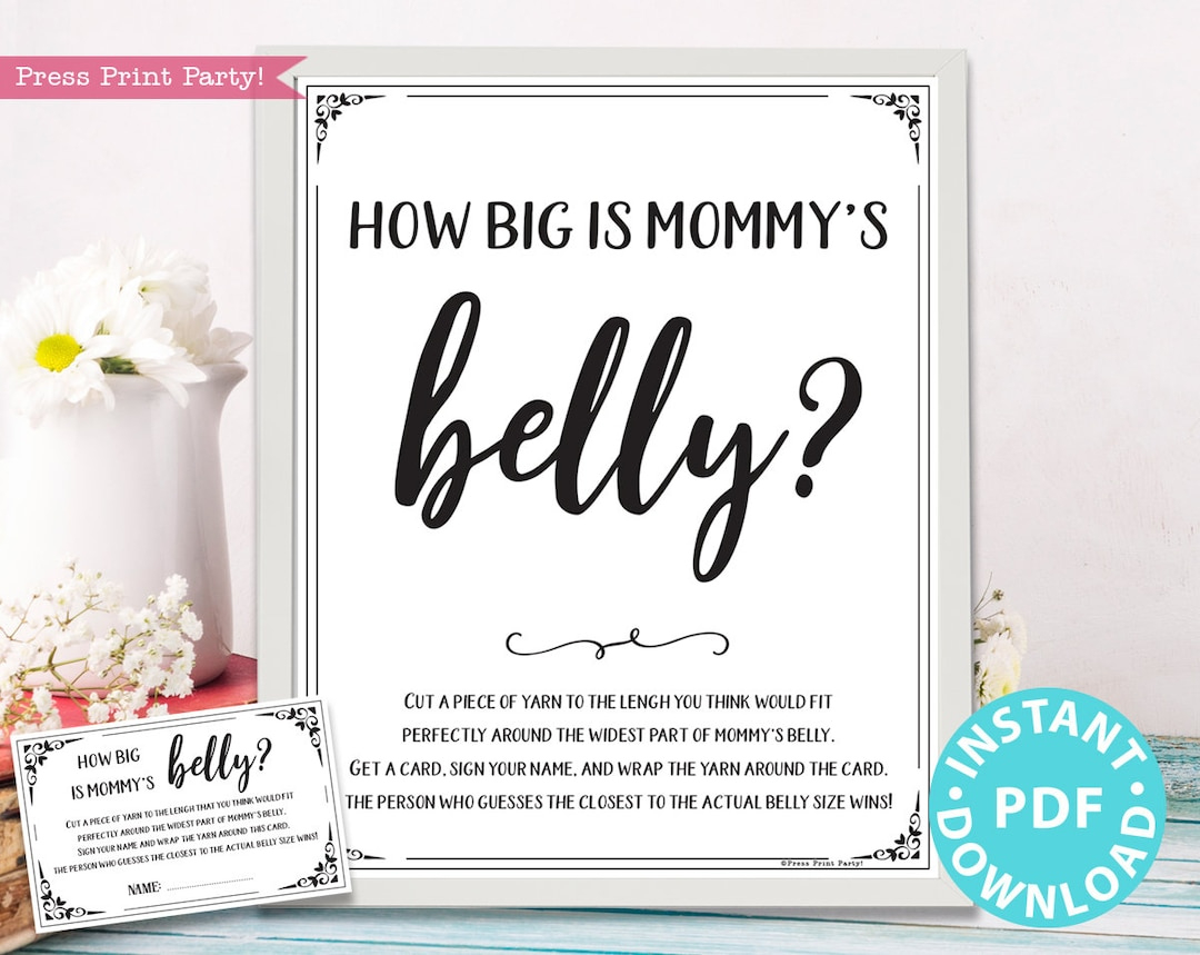How Big Is Mommy&amp;#039;S Belly Sign Printable, Baby Shower Game Template, Funny Baby Shower Activities, Rustic, Frame Or Fold, Instant Download - Etsy for Measure Mommy&amp;amp;#039;s Belly Free Printable