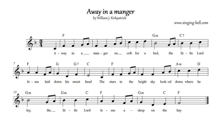 Free Printable Away in a Manger Piano Sheet Music