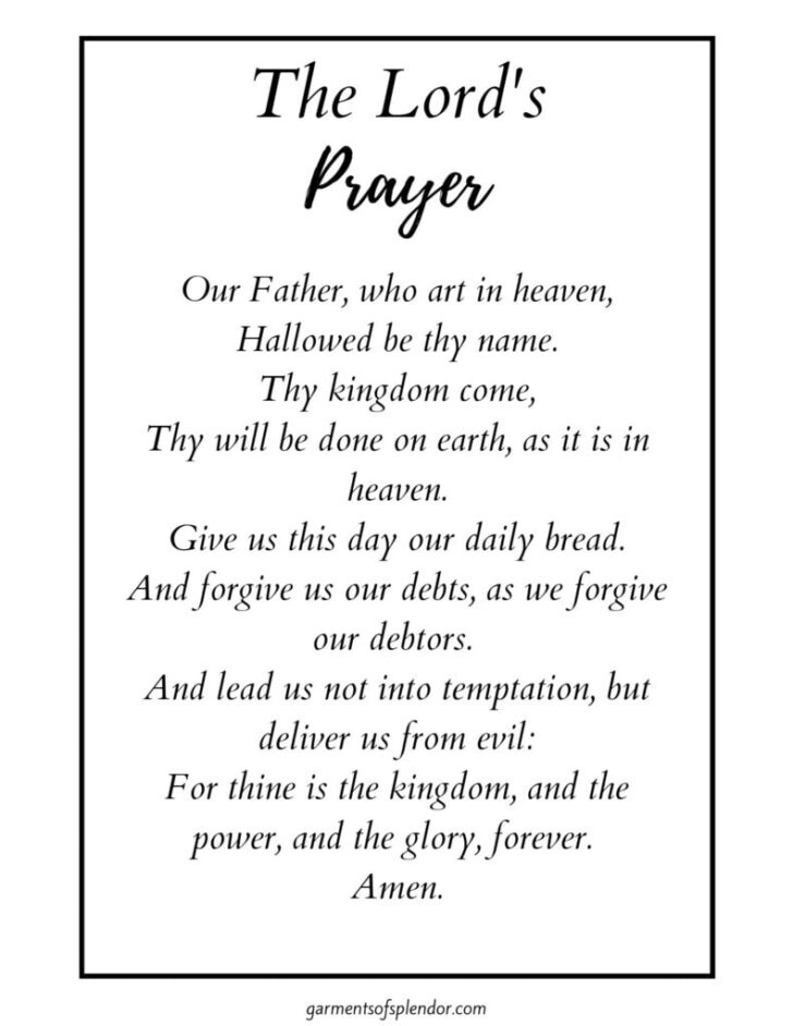 Free Printable Copy of the Lord’s Prayer