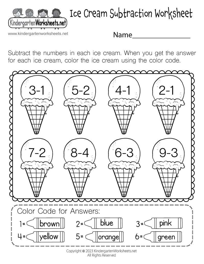 Ice Cream Subtraction Worksheet - Free Printable, Digital, &amp;amp; Pdf with Ice Cream Subtraction Worksheet Printable