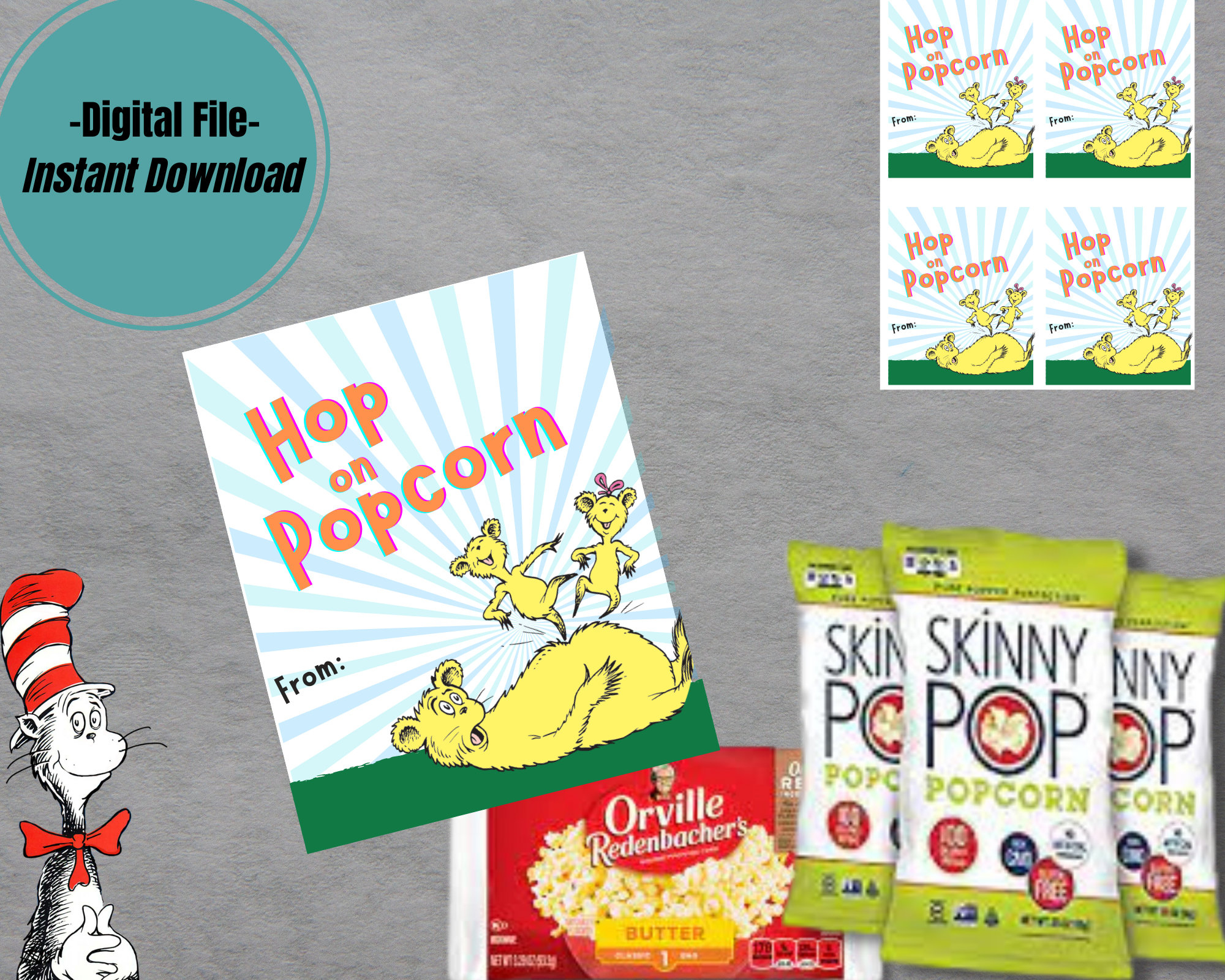 Instant Download Dr. Seuss Printable Kids Class Tag, Hop On Pop inside Hop On Pop Popcorn Free Printable