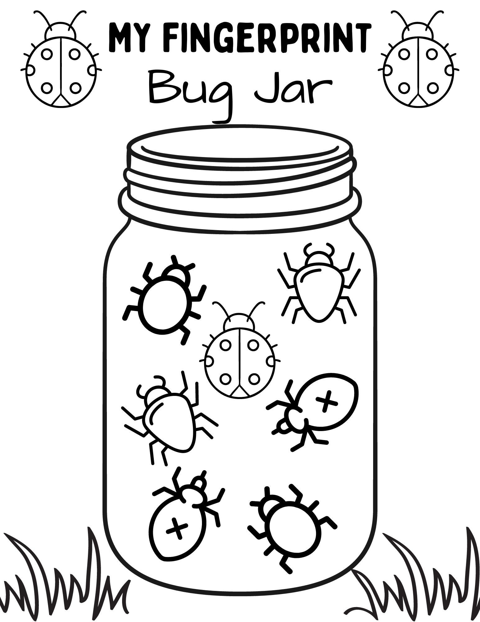 Kids Fingerprint Bug Jar Insect Activity Printable For Preschool with regard to Printable Bug Jar Template