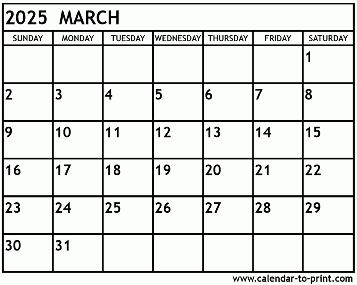 March 2025 Calendar Printable with Free Printable March 2025