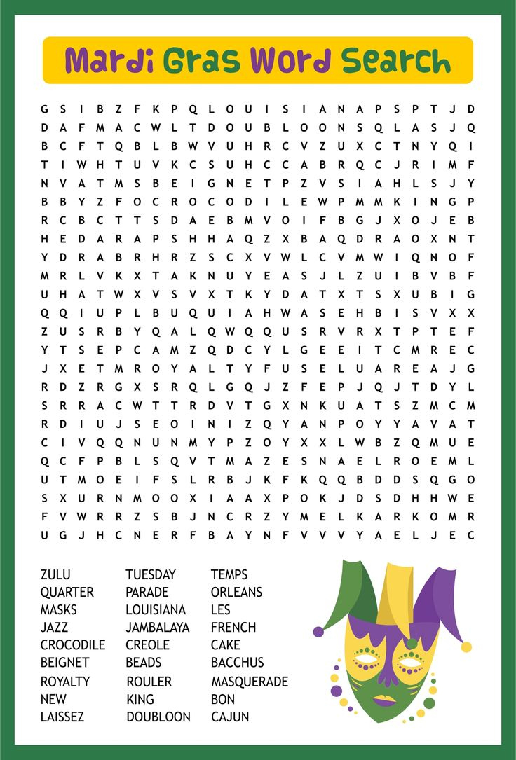 Mardi Gras Printable Word Games | Mardi Gras Crafts, Mardi Gras inside Free Printable Mardi Gras Games