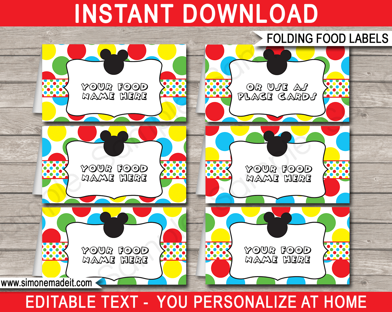 Mickey Mouse Party Food Labels Template with regard to Mickey Mouse Food Labels Free Printables