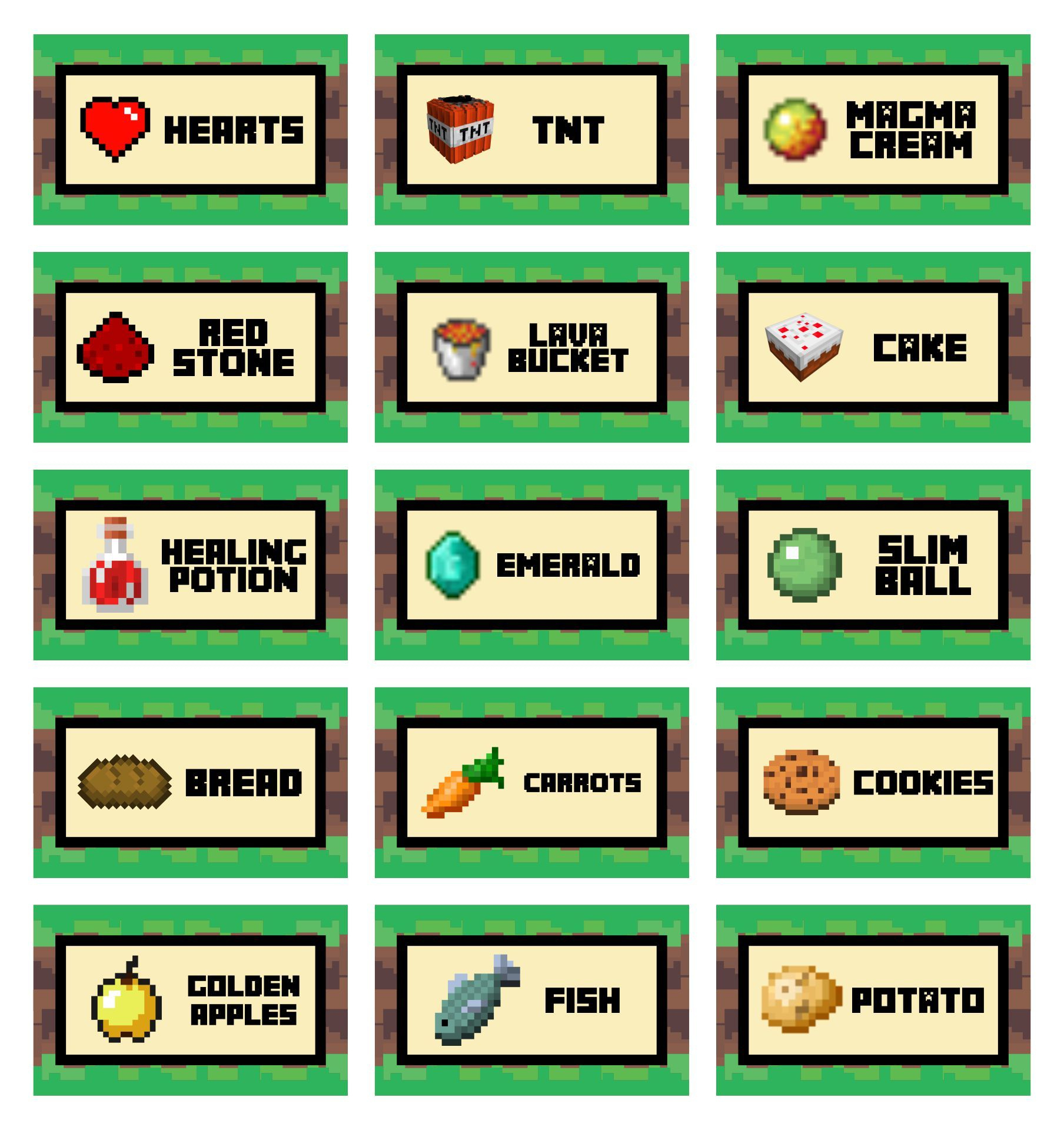 Minecraft Food Labels - 10 Free Pdf Printables | Printablee pertaining to Minecraft Food Labels Free Printables