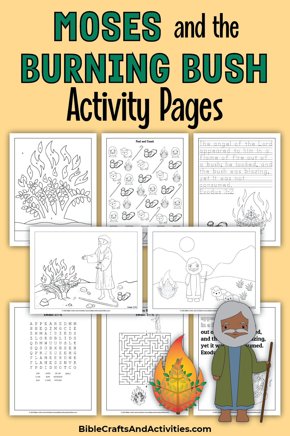 Moses And The Burning Bush | Exodus 3:1-15 - Bible Crafts And in Moses And The Burning Bush Printable Activities