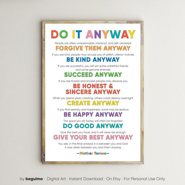 Mother Teresa Quotes Do It Anyway Printable