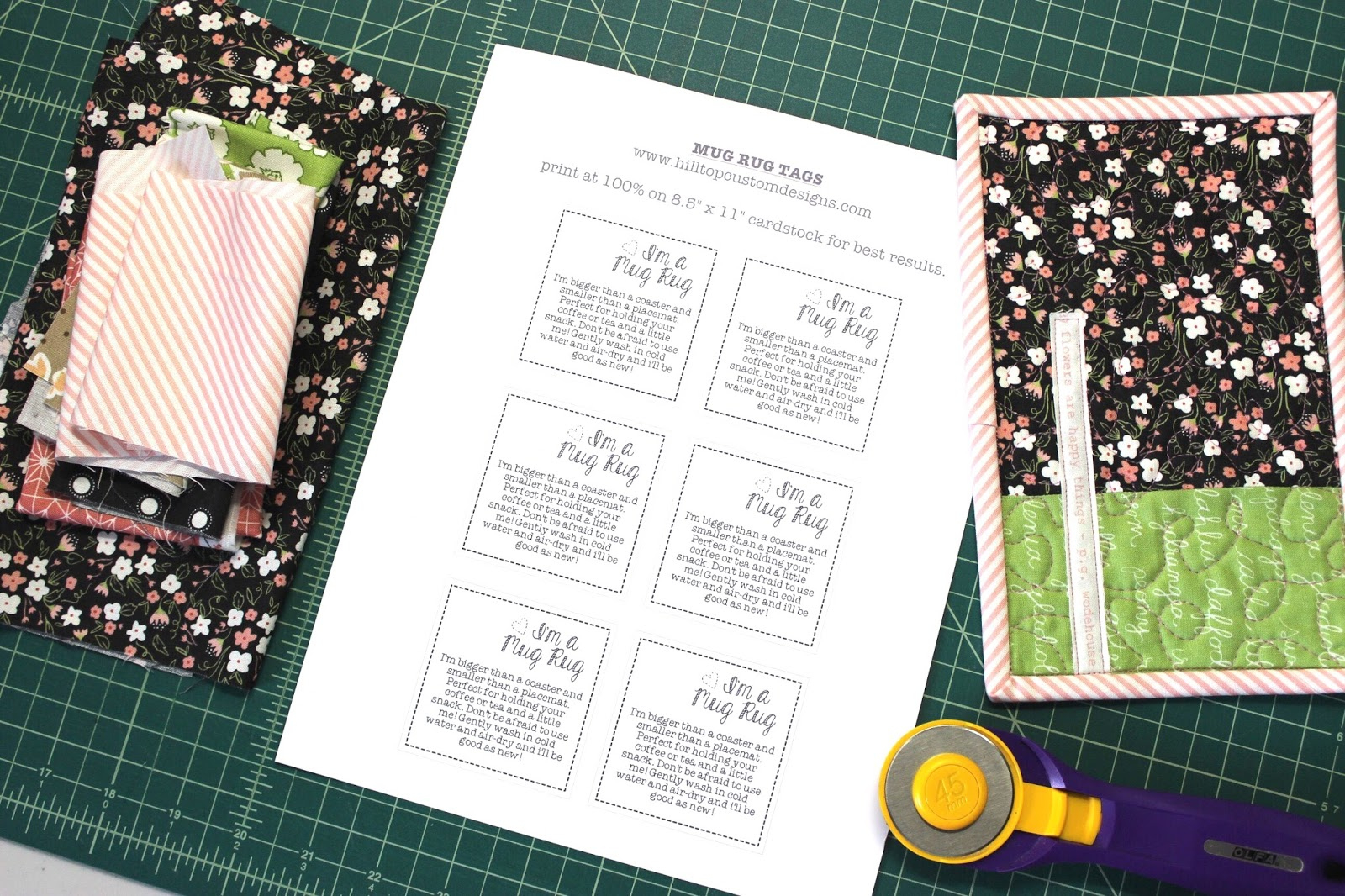 Mug Rug Printable Tags | Amista Baker inside Mug Rug Poem Free Printable