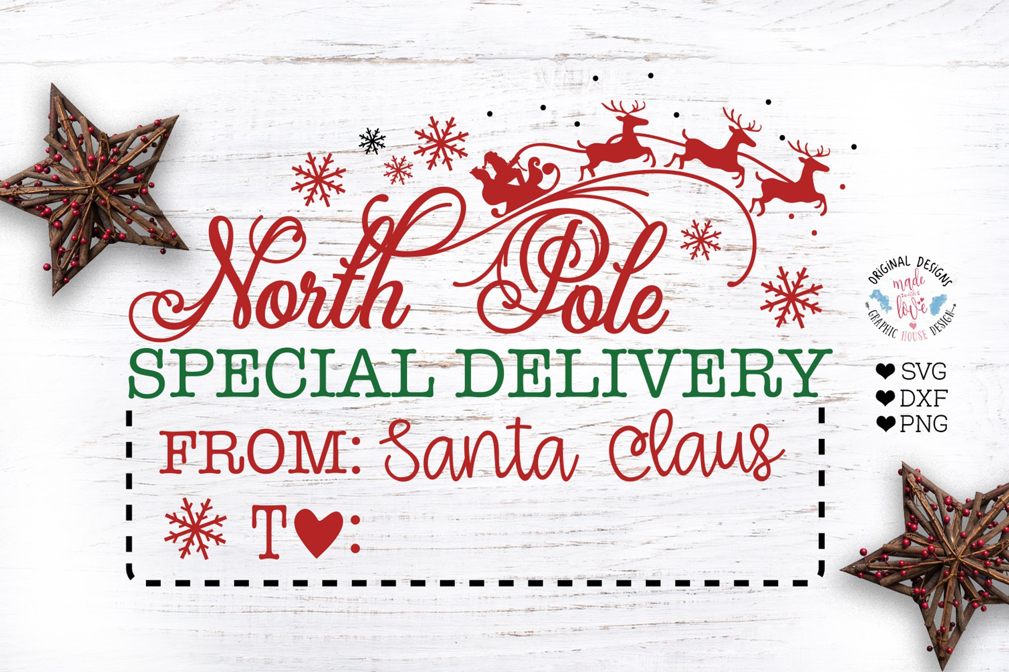 North Pole Special Delivery Christmas Cut File throughout Printable Special Delivery From The North Pole