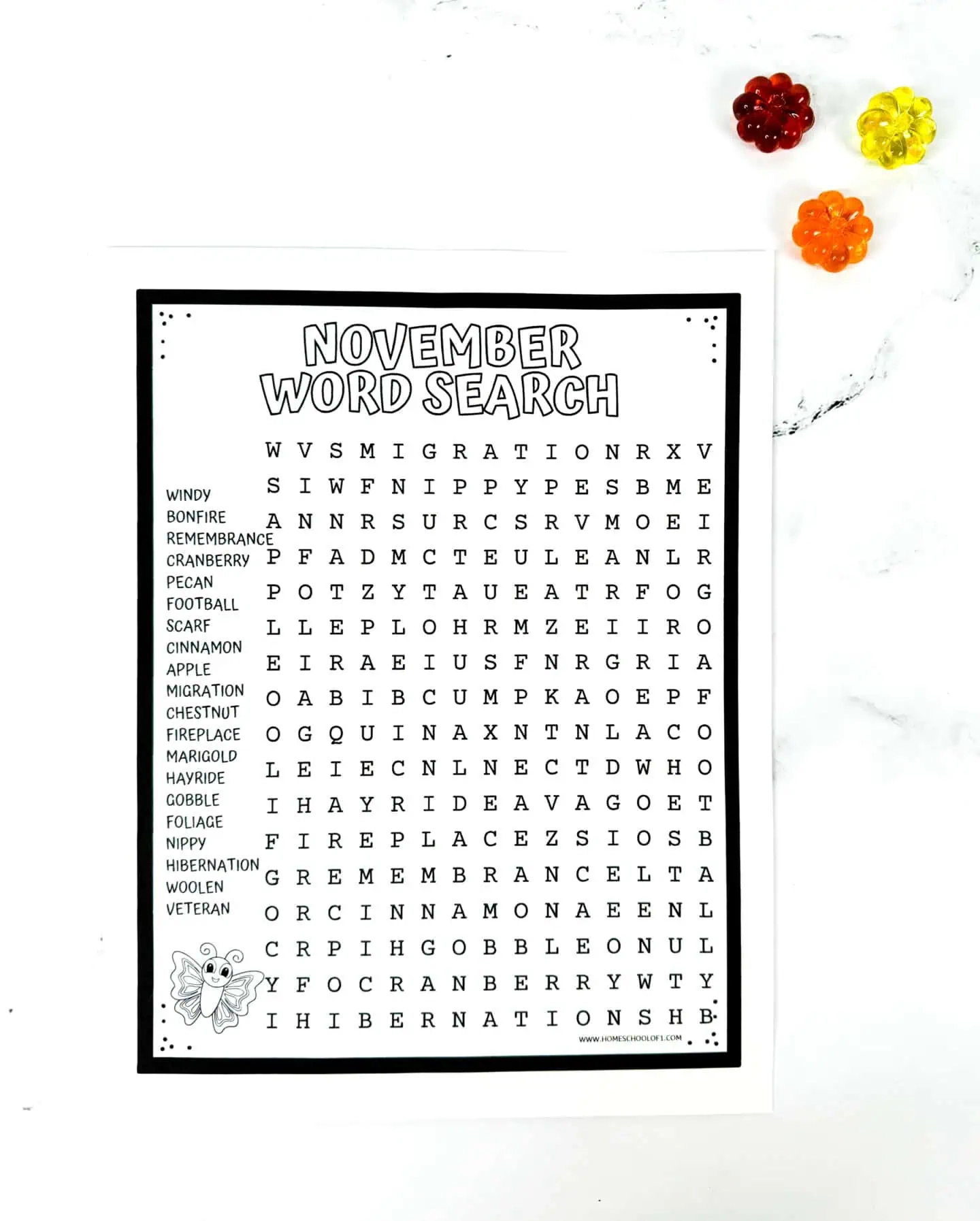 November Word Search Printable (Free Worksheet) pertaining to November Word Search Printable