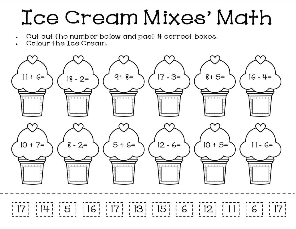 Other Math - My Resource Station Grade One within Ice Cream Subtraction Worksheet Printable