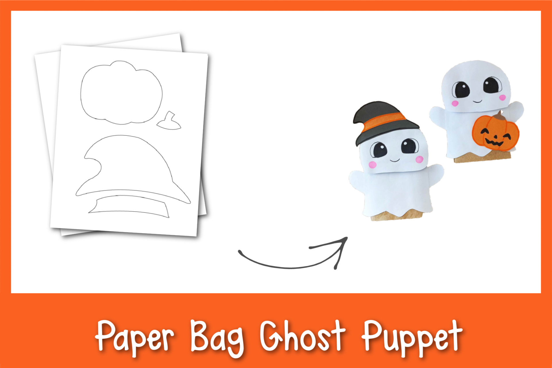 Paper Bag Ghost Puppet with regard to Halloween Paper Bag Puppets Printables Free