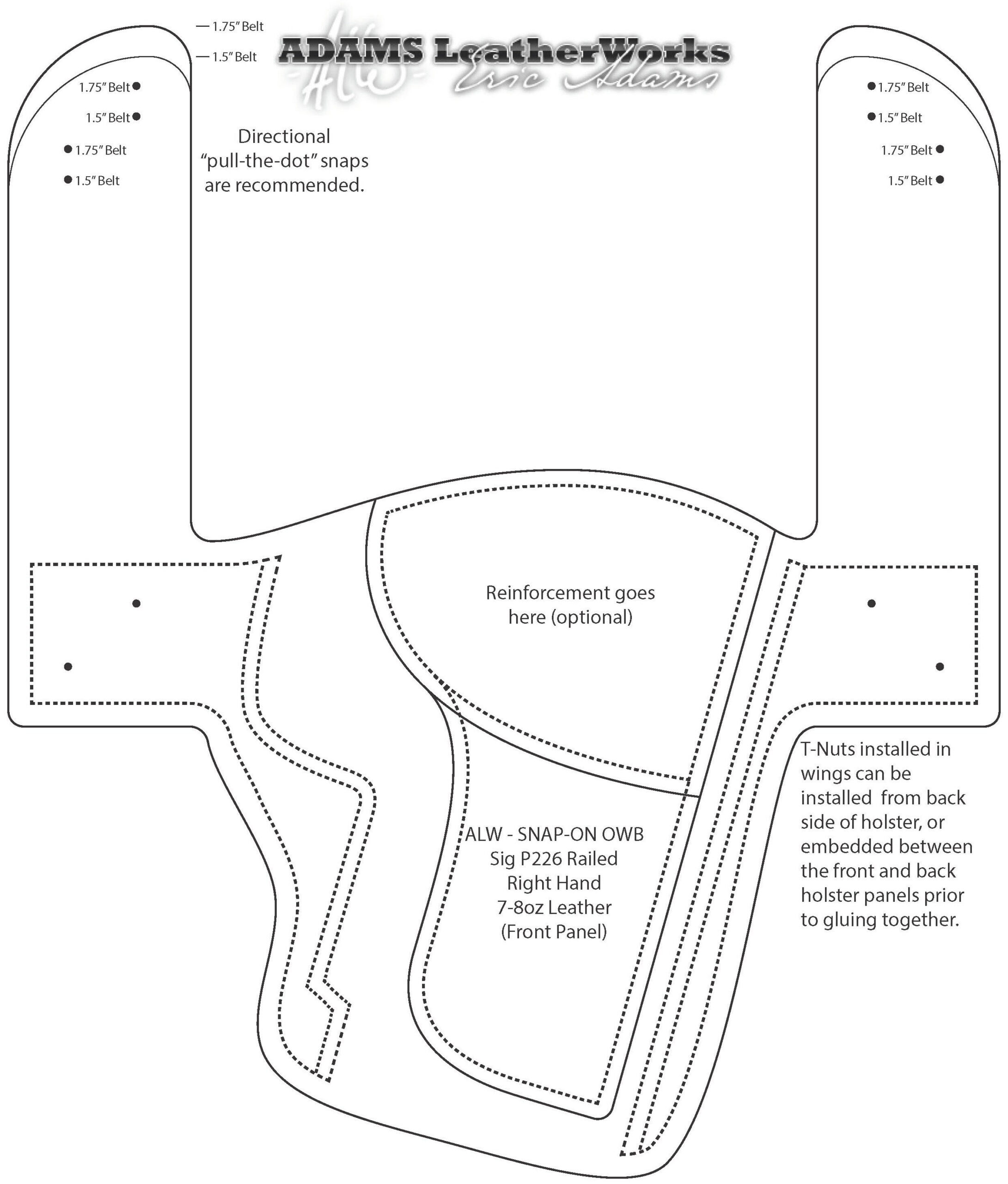Pdf Digital Pattern - Sig P226 Railed Owb Snapon Style Leather throughout Printable Gun Holster Template