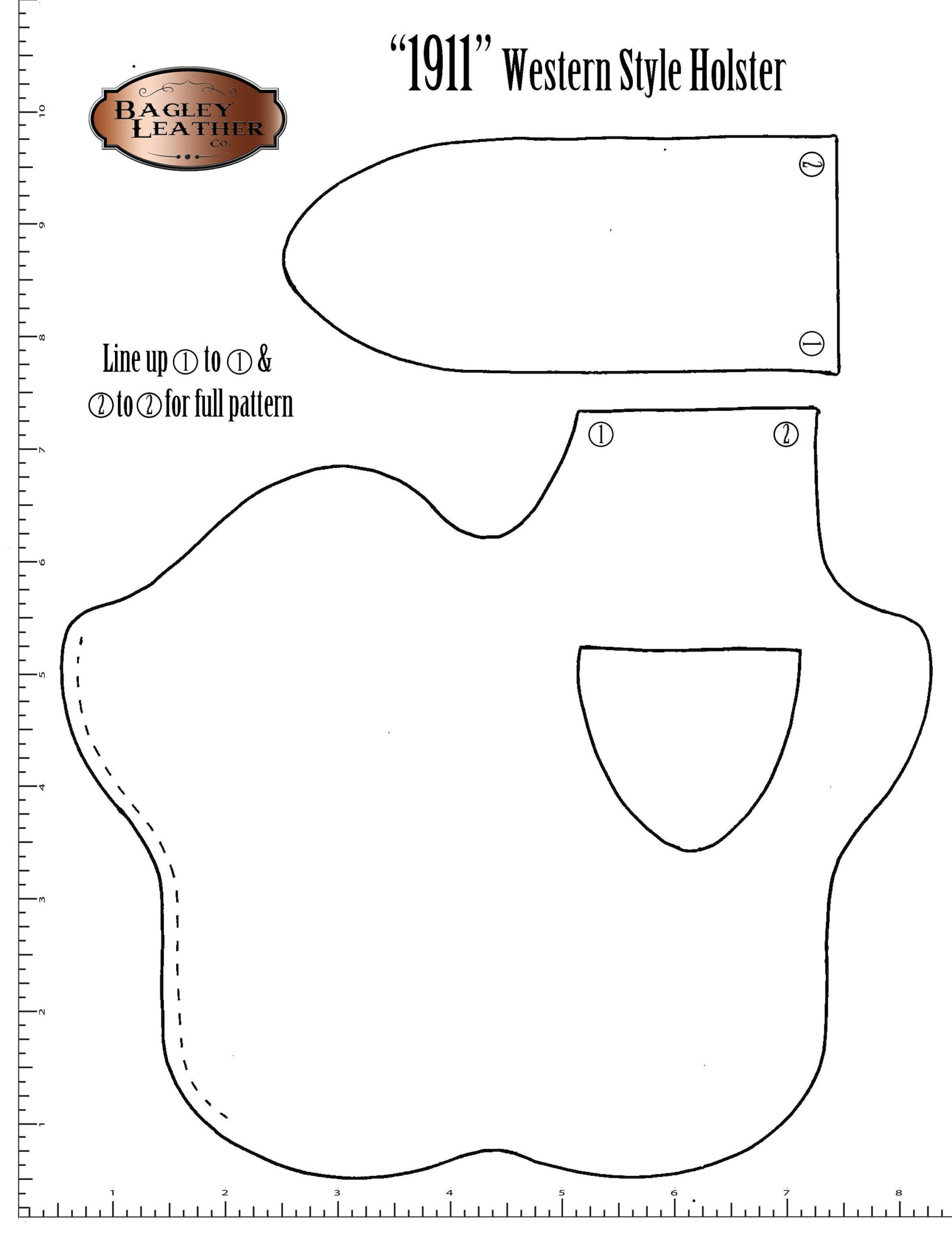 Pdf Pattern For 1911 Western Style Holster - Etsy Canada intended for Printable Gun Holster Template