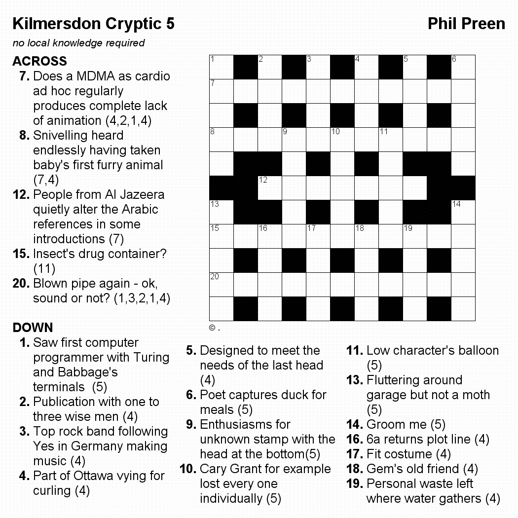 Phil&amp;#039;S Crossword Puzzles intended for Cryptic Crosswords Printable