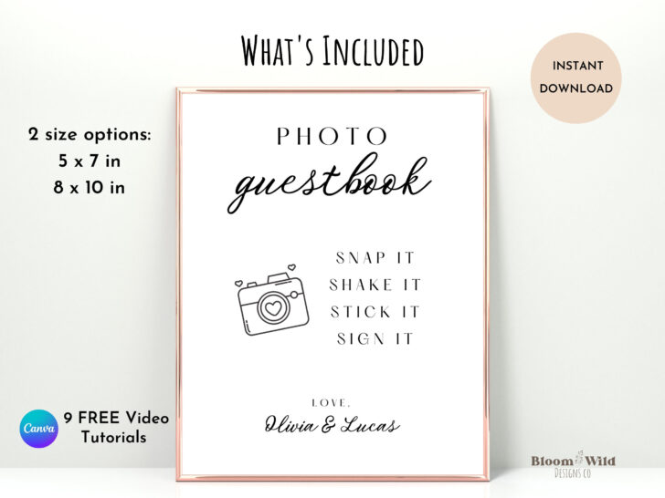 Downloadable Free Printable Polaroid Guest Book Sign Template