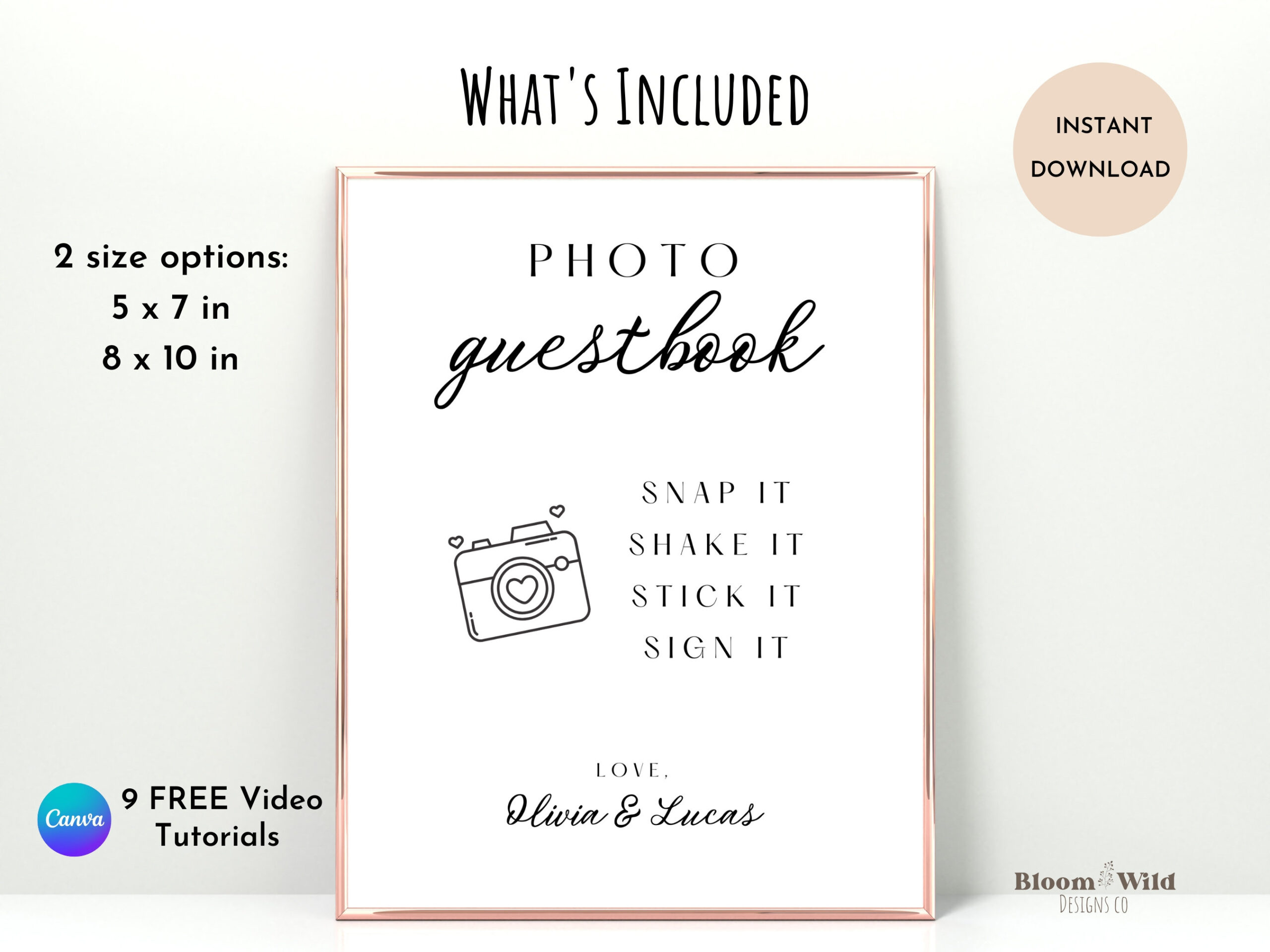 Photo Guestbook Sign Canva, Polaroid Wedding Template Sign, Canva with regard to Downloadable Free Printable Polaroid Guest Book Sign Template