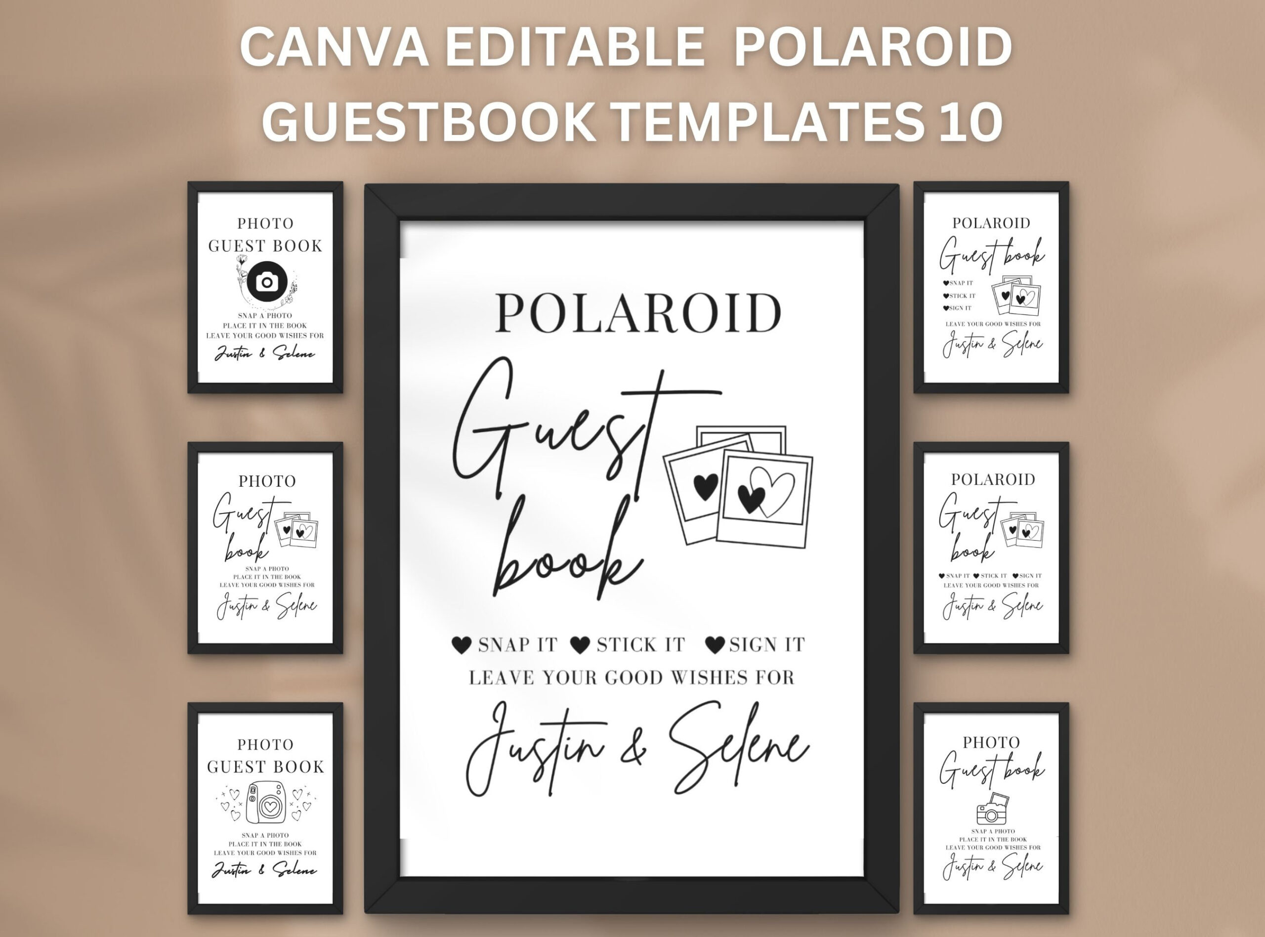 Polaroid Guest Book Sign Photo Guestbook Sign Printable Canva regarding Downloadable Free Printable Polaroid Guest Book Sign Template