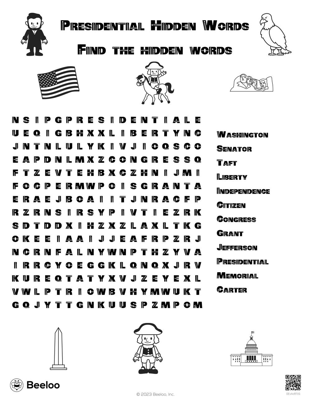 Presidents&amp;#039; Day-Themed Word Searches • Beeloo Printable Crafts And in Presidents Day Word Search Free Printables