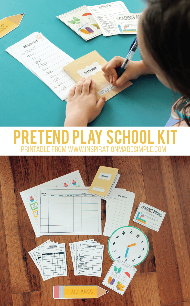 Pretend Play Printable School Kit - Inspiration Made Simple in Free Pretend Play Printables