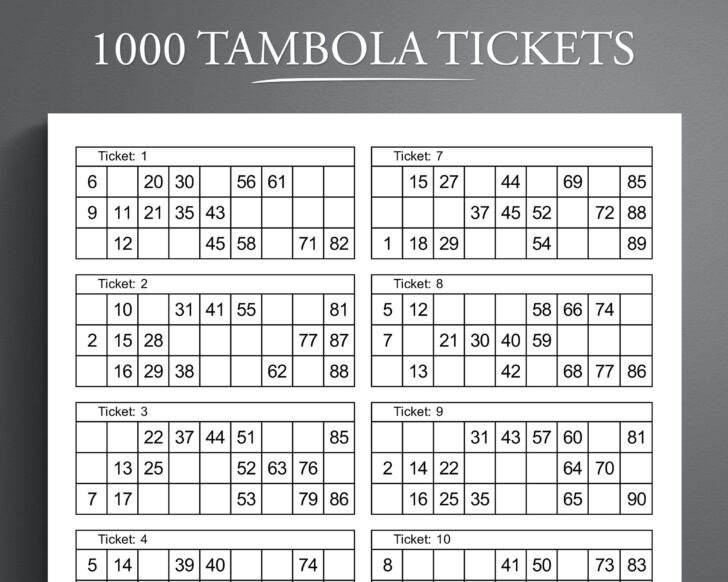 Free Tambola Tickets Printable