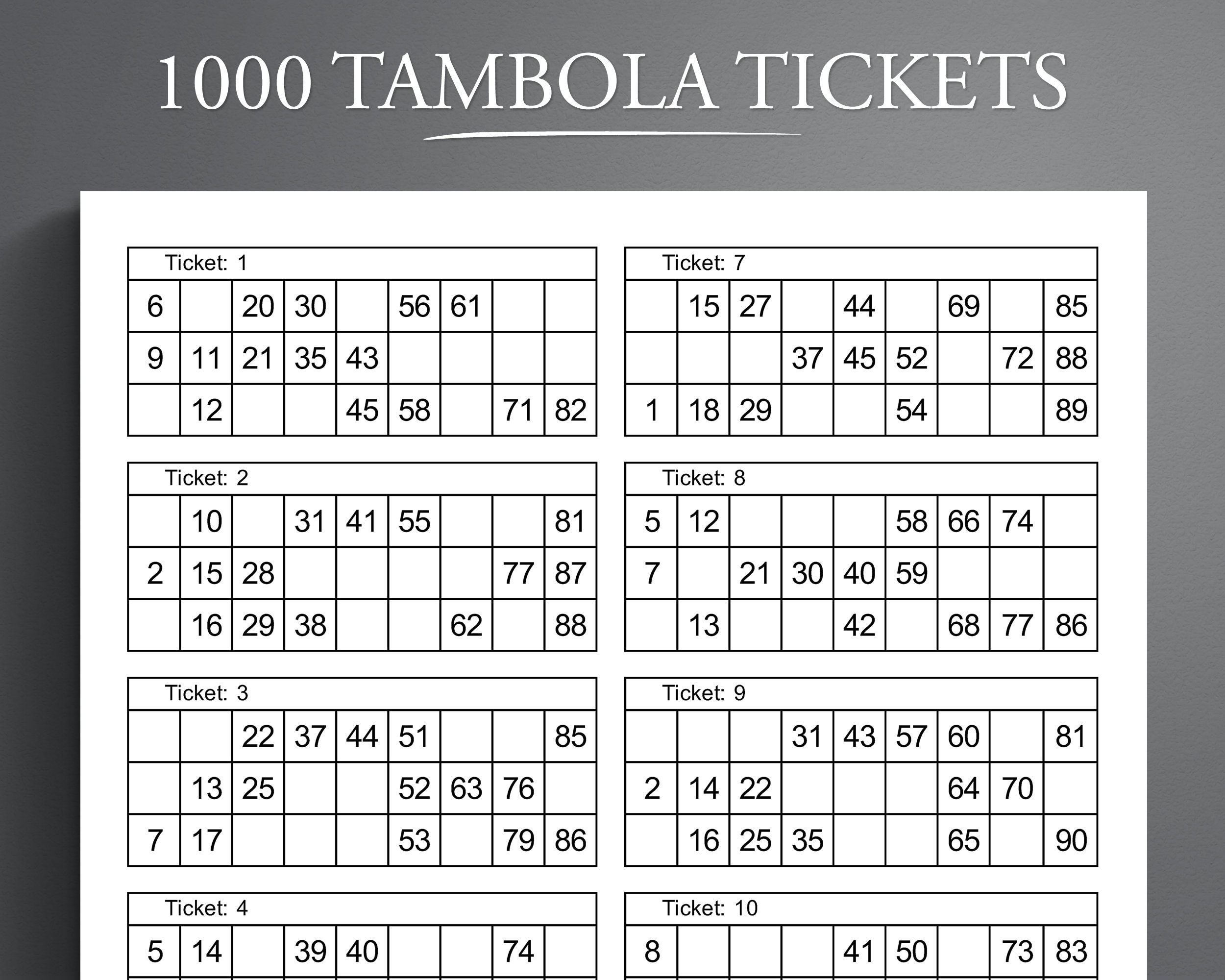 Printable Set Of 1,000 Tambola Tickets. 12 Tickets Per Page. 84 regarding Free Tambola Tickets Printable