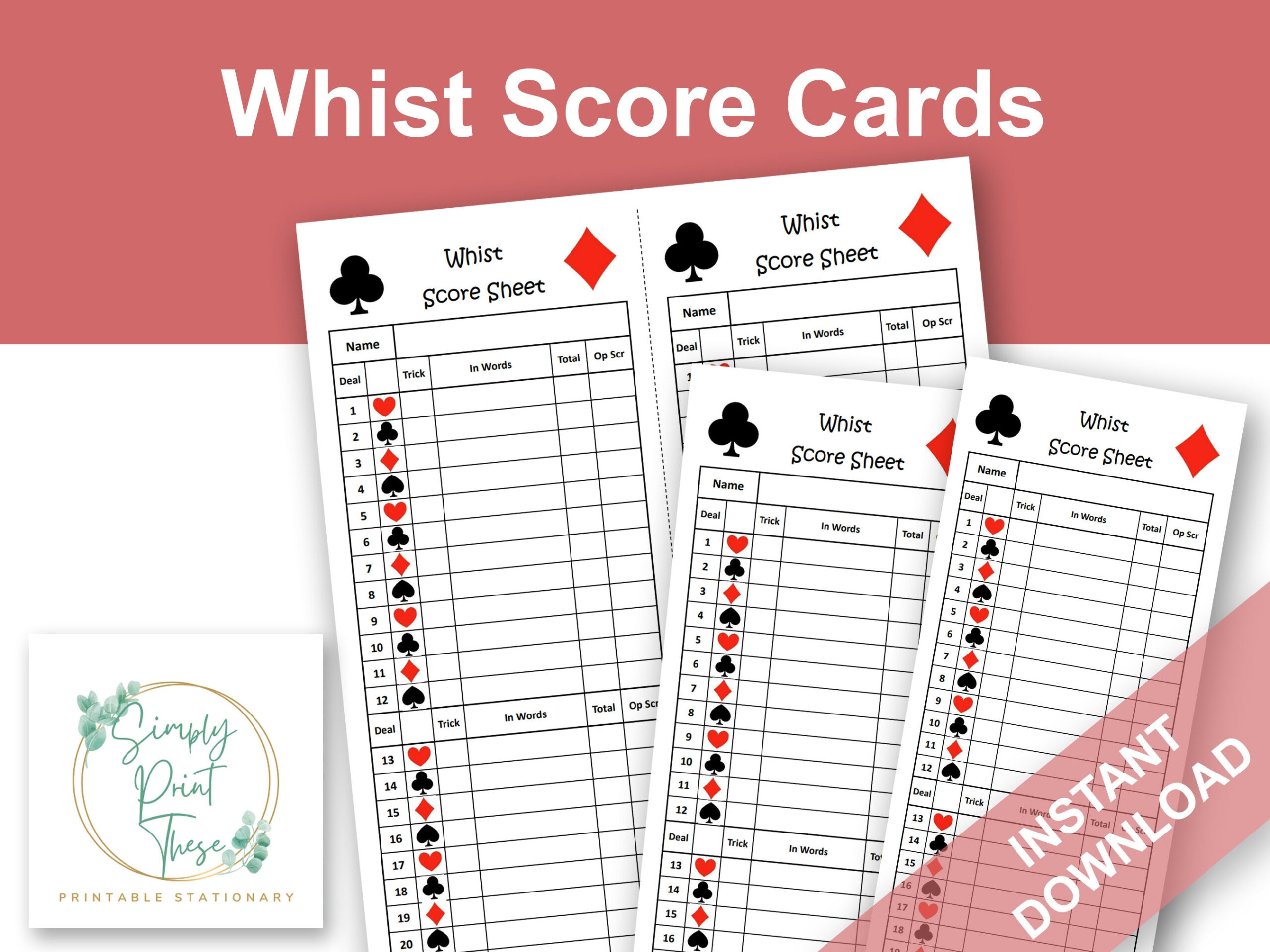Printable Whist Score Sheets To Record Your Whist Card Games regarding Printable Free Whist Score Card Template