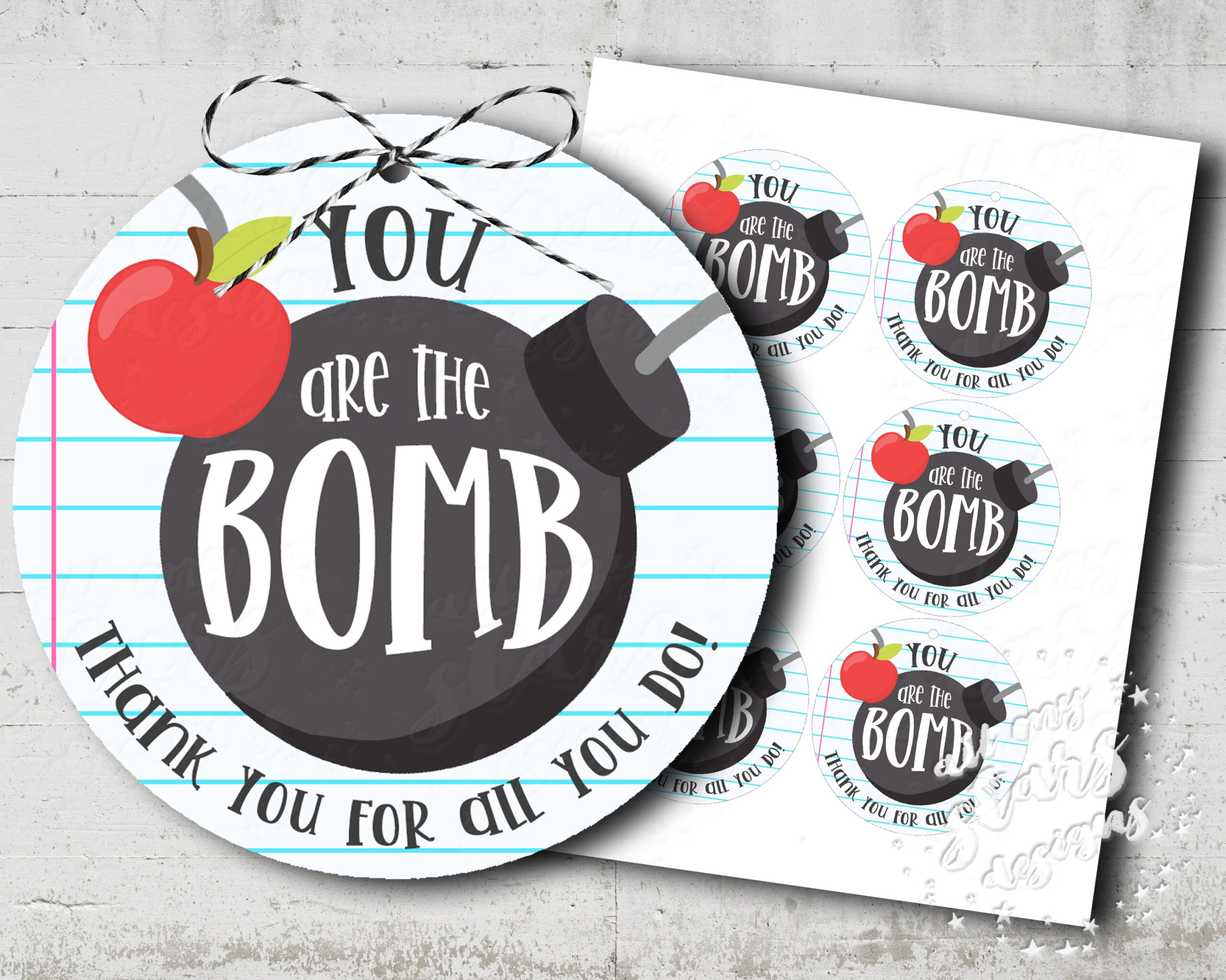 Printable You Are The Bomb! Thank You For All You Do! Gift Tag pertaining to You&amp;amp;#039;re the Bomb Free Printable Tag