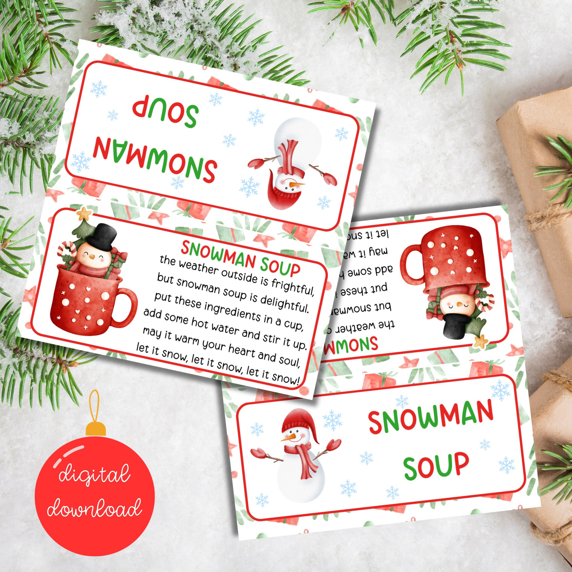 Snowman Soup Printable Bag Topper - Christmas Treat Bag Topper inside Snowman Soup Bag Topper Free Printable