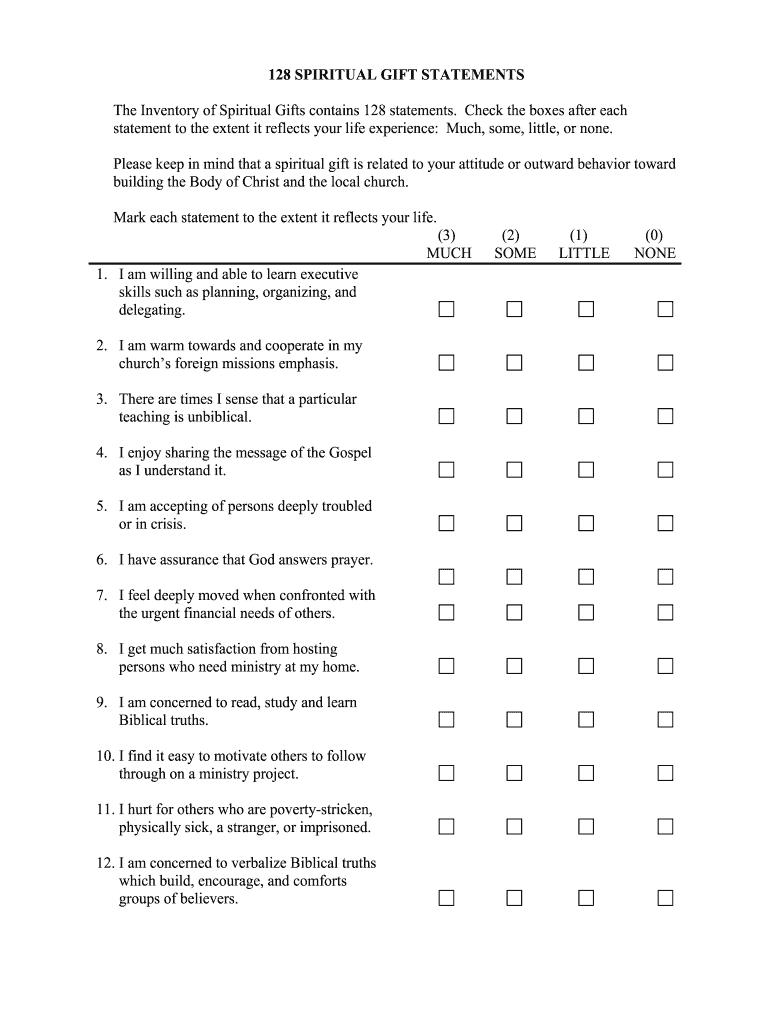 Spiritual Gift Test Pdf - Fill Online, Printable, Fillable, Blank intended for Free Spiritual Gifts Test Printable