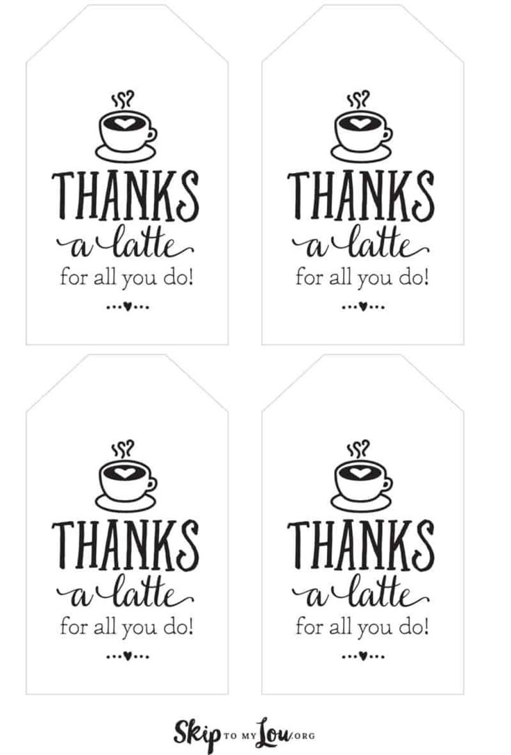 Thanks A Latte! Free Printable Gift Tags | Skip To My Lou inside Thank You A Latte Free Printable