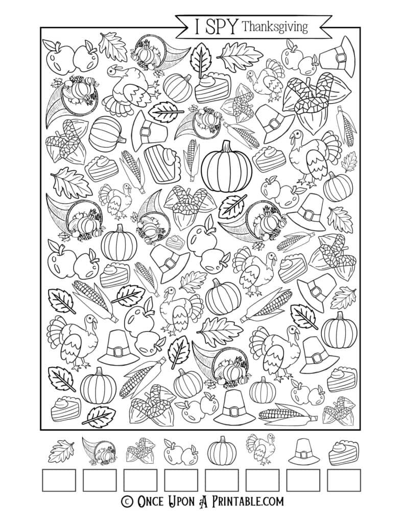 Thanksgiving I Spy Free Printable Activity For Kids - Once Upon A pertaining to Thanksgiving I Spy Free Printable