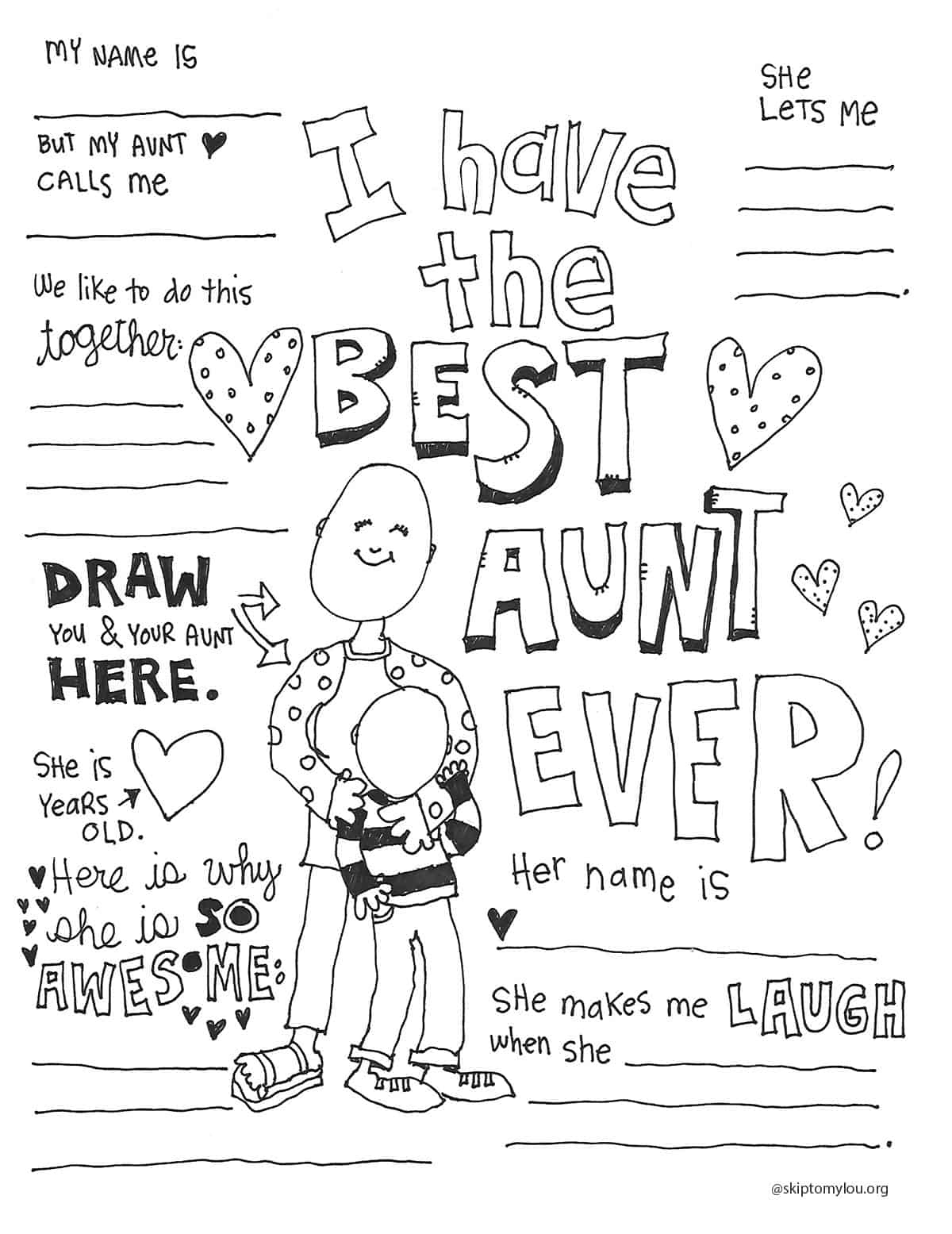 The Best Aunt Coloring Page | Skip To My Lou - Worksheets Library with Free Printable Birthday Card For Aunt