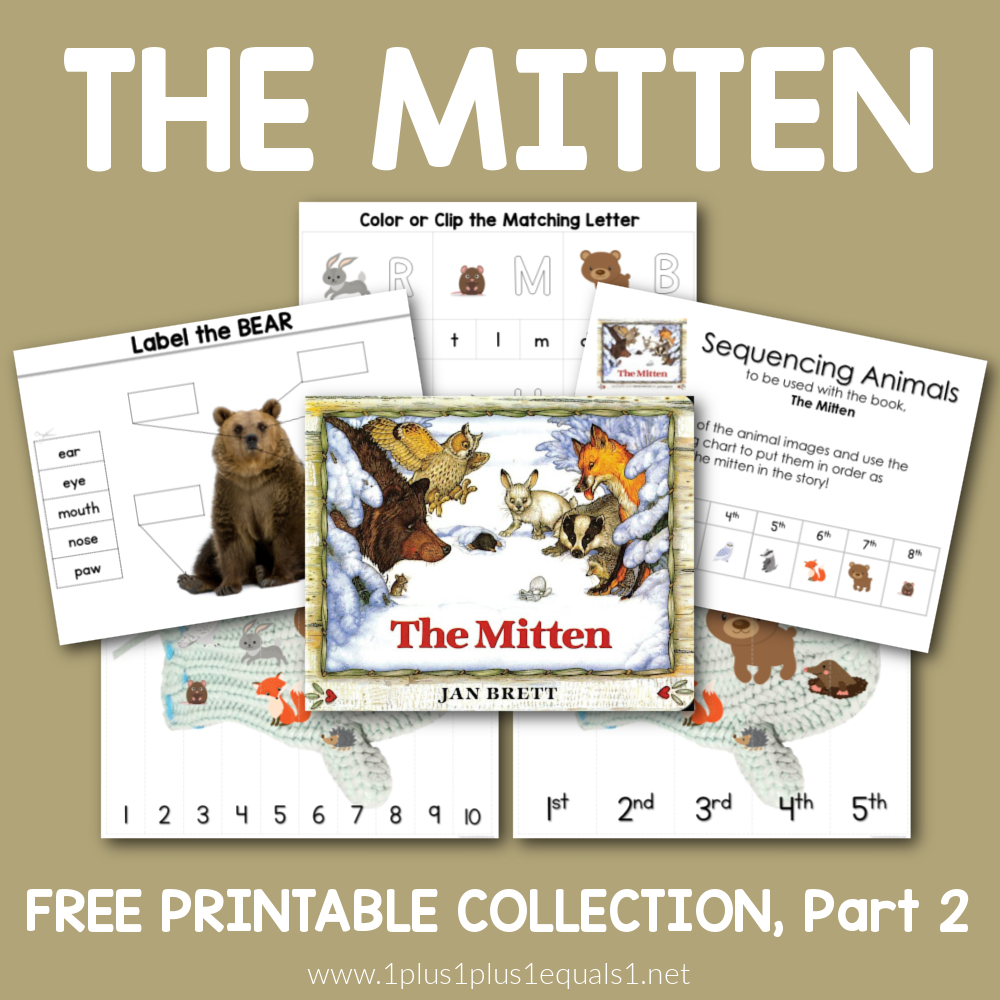 The Mitten - Free Printable Collection - 1+1+1=1 pertaining to The Mitten Printables Free