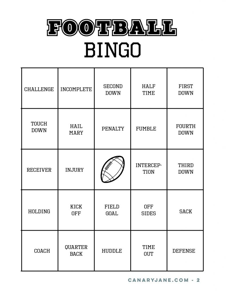 Tons Of Fun Football Free Printables In A Bundle + Football Bingo intended for Free Football Bingo Cards