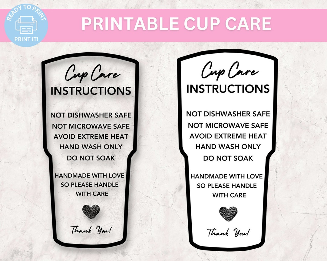 Tumbler Care Instructions Card, Care Png, Small Business Supplies intended for Tumbler Care Instructions Printable Free