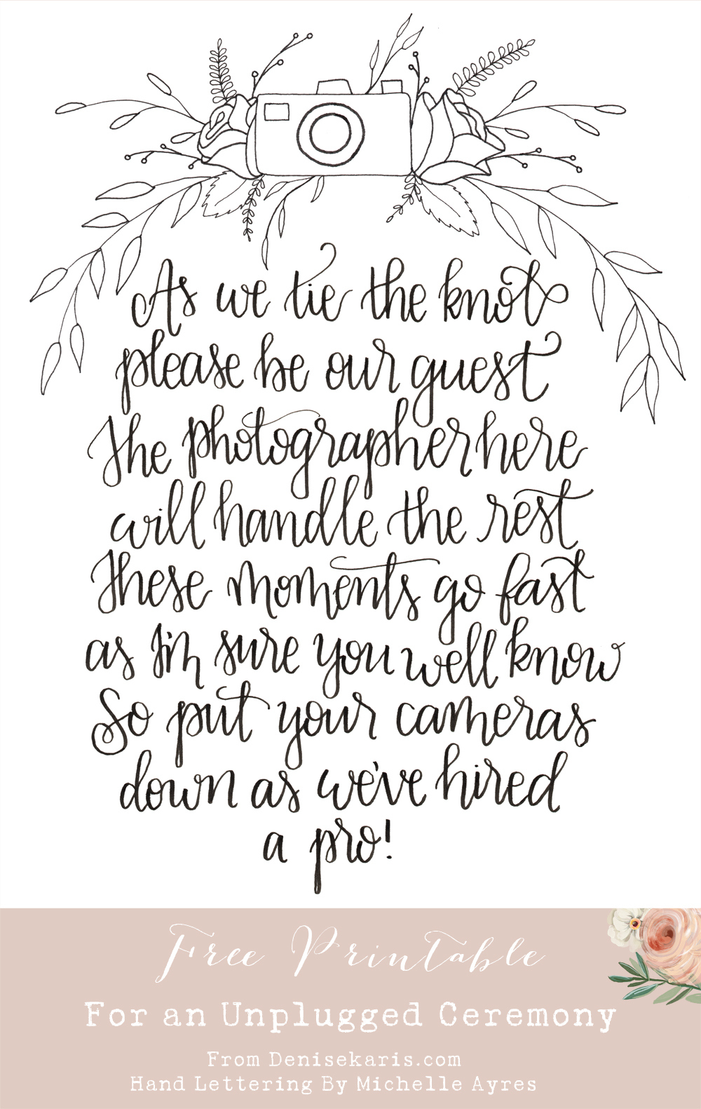 Unplugged Ceremony Free Printable - Denise Karis Photography pertaining to Unplugged Ceremony Sign Printable Free