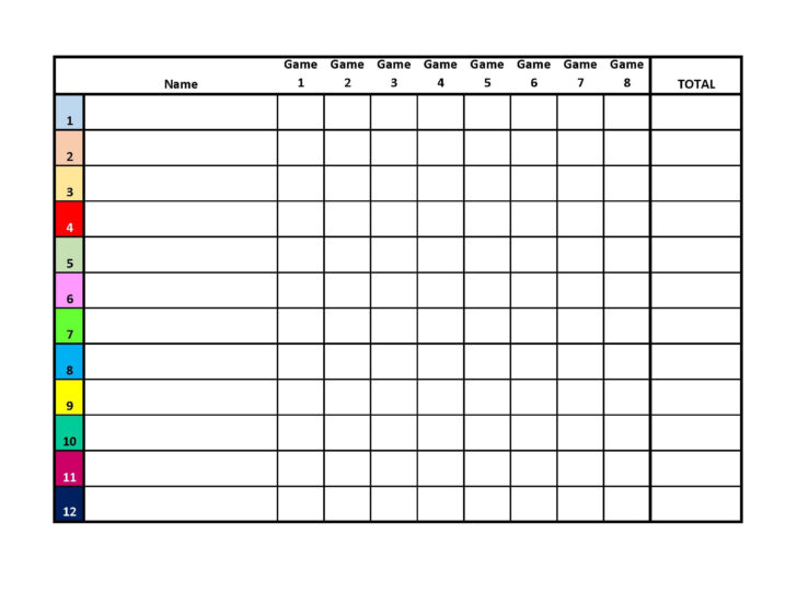 Printable Free Whist Score Card Template