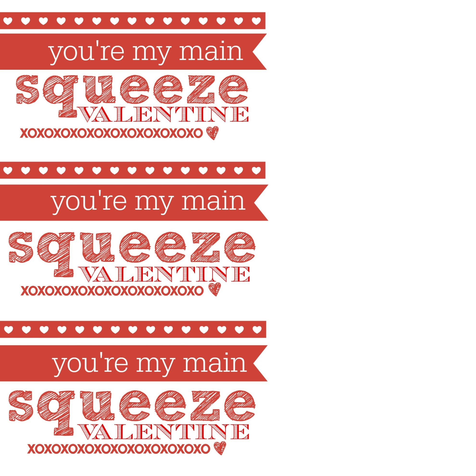 You&amp;#039;Re My Main Squeeze - Baby/Toddler Valentine - Sew Woodsy for Hugs And Squeezes Valentine Printable Free