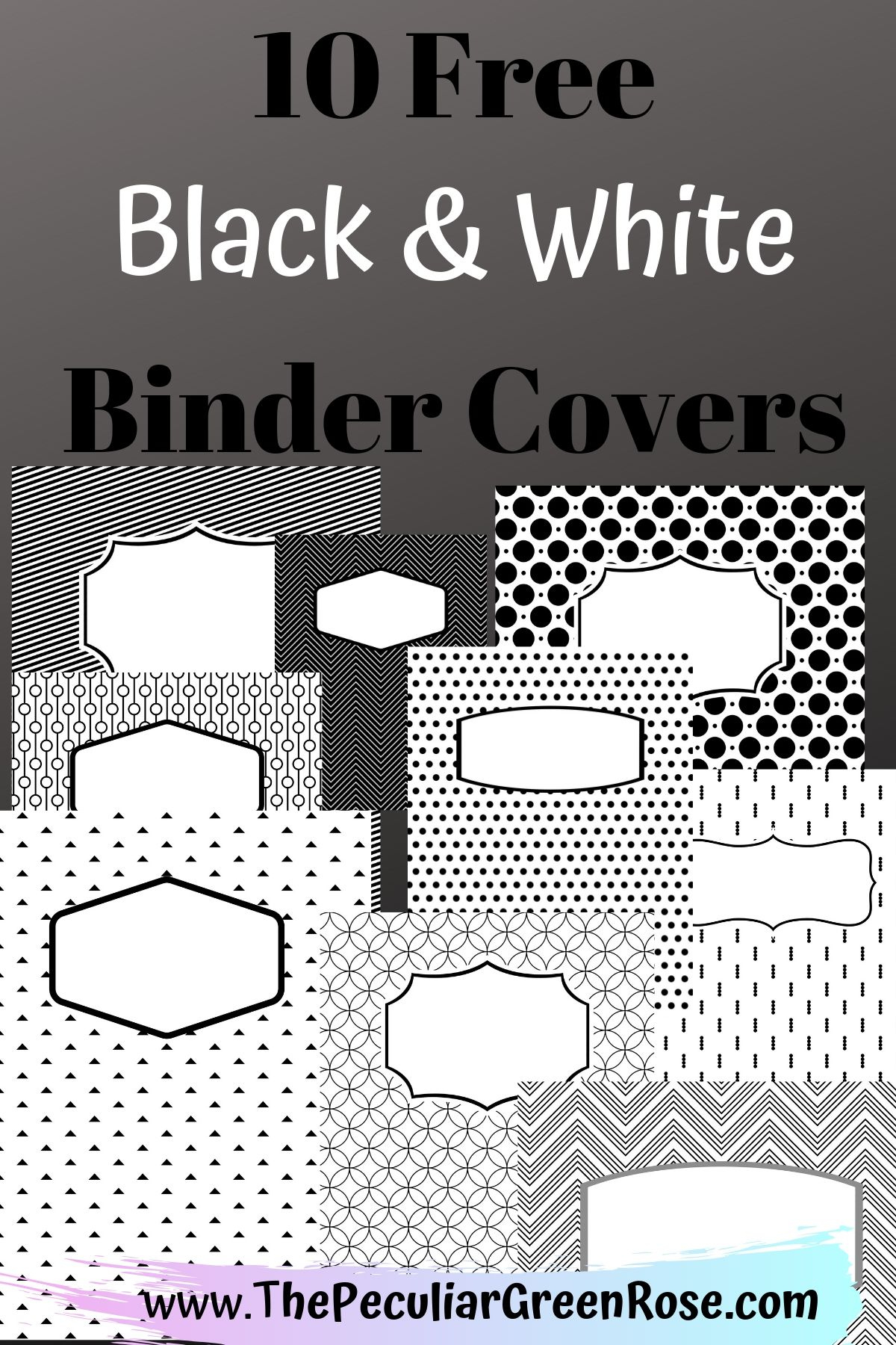 10 Free Variety Black &amp;amp; White Binder Covers - The Peculiar Green Rose throughout Free Editable Printable Binder Covers and Spines Black and White